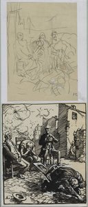 Três reféns sentados, 1914. de Auguste Louis Lepère