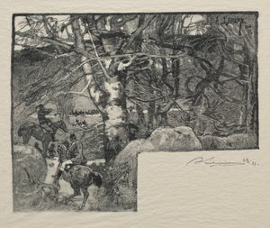 Uma caça ao cão em Mont Gerard de Auguste Louis Lepère
