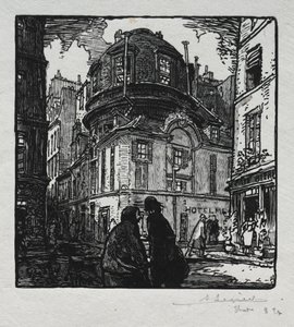Vista do hotel Colbert. de Auguste Louis Lepère