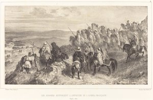 Os árabes sinalizam a aproximação do exército francês de Auguste Raffet