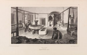 Banho tártaro, Sala de descanso. De Voyage dans la Russie por Anatole de Demidoff, 1837. de Auguste Raffet