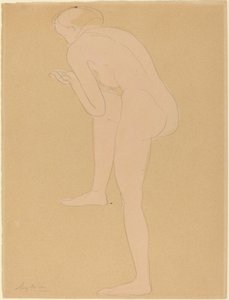 Figura dobrada para frente com o joelho direito levantado de Auguste Rodin