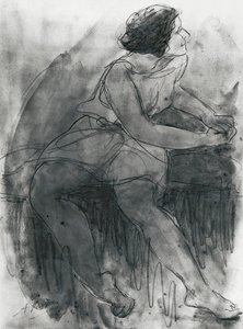 Isadora Duncan (1878-1927) (lápis e lavagem no papel) de Auguste Rodin