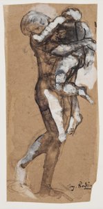Mulher carregando um menino de Auguste Rodin