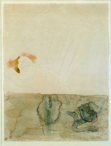 Nu com uma serpente (Aquarela e Lápis de Cor de Auguste Rodin