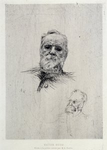 Retrato de Victor Hugo (1802-1885), ilustração de The Gazettes de beaux Arts de Auguste Rodin