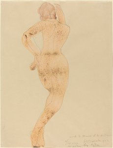 Vista traseira da figura feminina em ação de Auguste Rodin