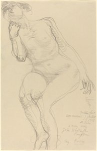 Nu feminino sentado inclinado para a esquerda de Auguste Rodin