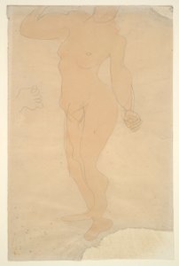 Nu em pé (cabeça parcialmente cortada pela borda do papel) de Auguste Rodin