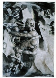 As Portas do Inferno, detalhe de Ugolino e seus Filhos, painel central esquerdo, bronze c.1887