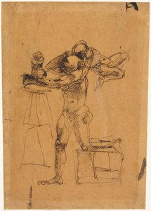 O Génio do Escultor, c.1880-83 (caneta e tinta castanha) de Auguste Rodin