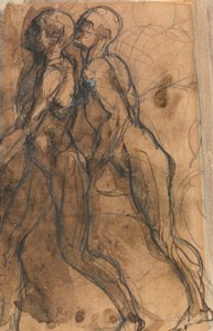 The Shades, aproximando-se de Dante e Virgil (grafite, caneta e sépia escura em papel brilhante) de Auguste Rodin