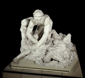 Ugolin Ugolin (Conde Ugolino della Gherardesca), tirano de Pisa, e traidor da pátria, rodeado pelos seus quatro filhos. Personagem evocado no Inferno em "A Divina Comédia" (La Divina Commedia) por Dante Alighieri (1265-1321). Escultura de Auguste Rod de Auguste Rodin