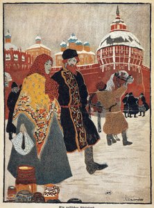França, Paris, Vista da Praça Vermelha em Moscovo, ilustração de A. Salzmann de Auguste Salzmann