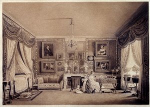 Quarto da Duquesa de Berry, nas Tuileries. Desenho de Auguste Garneray (1785-1824)