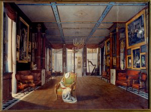 A sala de música no Castelo Malmaison em 1812 Pintura por Auguste Garneray (1785-1824) 1812 Sol. 0,66x0,91 m Malmaison, musee du chateau