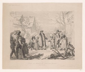 Luís XVI visitando um bairro pobre
Louis XVI distribuindo des secours aux pauvres (título sobre o objecto) de Auguste Thomas Marie Blanchard