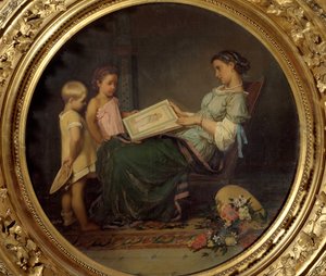 The Reading Lesson Painting by Auguste Toulmouche (1829-1890) 1854 Paris, musee d