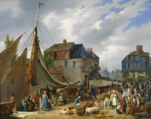 Carregando gado para o &39;Passager&39; no porto de Honfleur, 1823