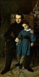 Retrato de Victor Hugo 1802-1885 com seu filho, 1836.