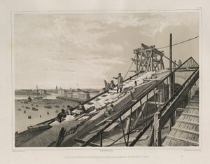 A construção da cornija de: A construção da catedral de Saint Isaacs, 1845