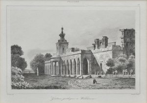 Vista da Galeria Gótica no Palácio Wilanów, 1840 de Augustin François Lemaiand#770tre