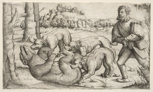 Uma caça ao urso de Augustin Hirschvogel