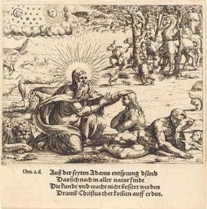 Criação de Eva, 1547. de Augustin Hirschvogel