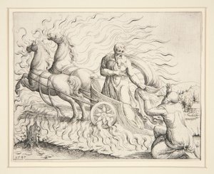 Elias na carruagem de fogo de Augustin Hirschvogel