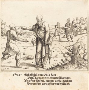 Eliseu pune Geazi com a lepra de Naamã, 1547.
