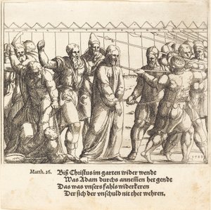 Jesus sendo conduzido a Caifás, 1549. de Augustin Hirschvogel