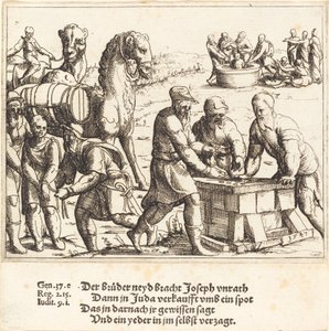 José vendido aos ismaelitas, 1547. de Augustin Hirschvogel