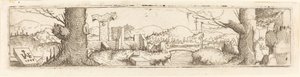 Paisagem com ribeiro e ruínas, 1545. de Augustin Hirschvogel
