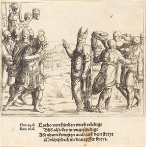 Melquisedeque com pão e vinho, 1547. de Augustin Hirschvogel