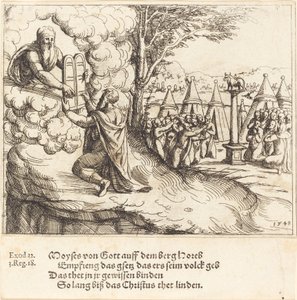 Moisés Recebendo as Tábuas, 1548. de Augustin Hirschvogel