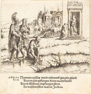 Naaman é curado de hanseníase, 1547. de Augustin Hirschvogel