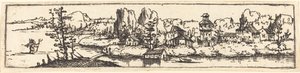 Paisagem fluvial com São Cristóvão de Augustin Hirschvogel