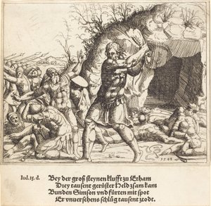 Sansão mata os filisteus de Augustin Hirschvogel