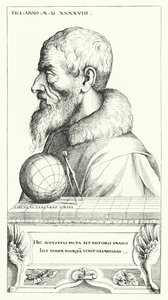 Auto-retrato de Augustin Hirschvogel, artista alemão, matemático e cartógrafo (gravura) de Augustin Hirschvogel
