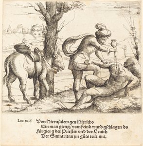 A Parábola do Bom Samaritano, 1549. de Augustin Hirschvogel