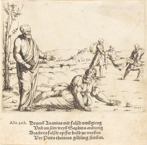 O Castigo de Ananias e Safira, 1549. de Augustin Hirschvogel