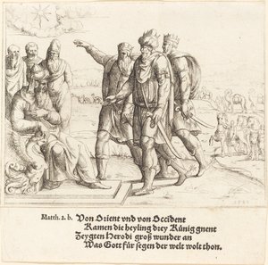 Os Três Reis Contam a Herodes o Nascimento de Cristo de Augustin Hirschvogel