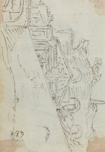 Ruínas antigas na margem do Tibre de Augustin Pajou