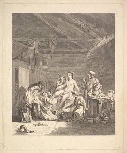Após a noite de núpcias, os lençóis devem ser mostrados. De Voyage en Sibérie, 1767 de Augustin de Saint Aubin