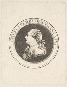 Gravura de uma medalha de retrato de Luís XVI, possivelmente 1789-90. de Augustin de Saint Aubin