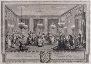 O baile de noite na Casa de Monsieur de Villemorien Fila, gravado por L. Provost (ver também 55452)