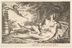 Miniatura ao lado do nome de agosto. de St. Aubin Vinheta ao lado do nome de Augustin de S ..., 1762. de Augustin de Saint Aubin