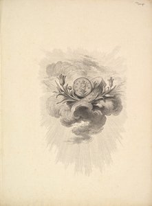 Vinheta com uma medalha representando Harpocrate e Lotus Flowers, Volume I, Página 12, de D ..., 1778-80. de Augustin de Saint Aubin