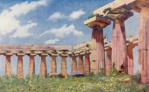 Basílica de Paestum (litografia a cores) de Augustine Fitzgerald