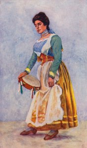 Bailarina da Tarantela em Sorrento (litografia a cores) de Augustine Fitzgerald